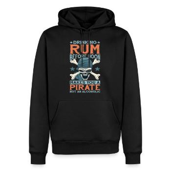Drinking Rum Before Noon Makes You A Pirate 2 - Men’s Premium Organic Hoodie - black - Front - Nico (187cm)