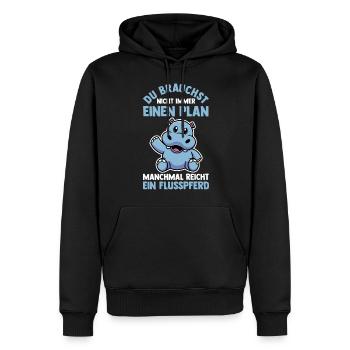 Nilpferd Flusspferd - Männer Premium Bio Hoodie - Schwarz - Vorne - Nico (187cm)