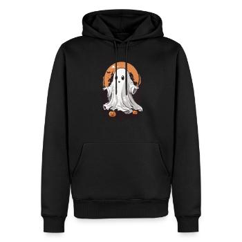 Cartoon Ghost et citrouille Halloween fantômes Design - Sweat à capuche Premium bio Homme - noir - Devant - Nico (187cm)