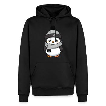 Penguin Winter Comic - Men’s Premium Organic Hoodie - black - Front - Nico (187cm)
