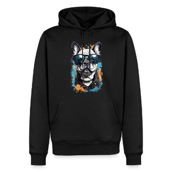 Cool Dog - Bouledogue français élégant - Sweat à capuche Premium bio Homme - noir - Devant - Nico (187cm)
