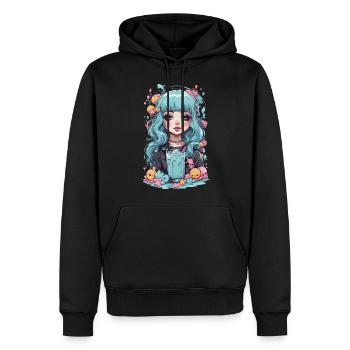 Kawaii Pastel Goth Girl Schleimiges Anime Design - Männer Premium Bio Hoodie - Schwarz - Vorne - Nico (187cm)