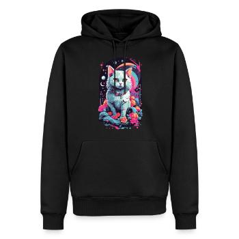 Mystic Pastel Goth Katze Aesthetic Nacht - Männer Premium Bio Hoodie - Schwarz - Vorne - Nico (187cm)
