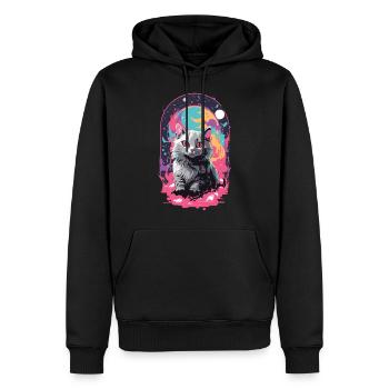 Katze Goth Pastel Psychedelisch Weirdcore Design - Männer Premium Bio Hoodie - Schwarz - Vorne - Nico (187cm)