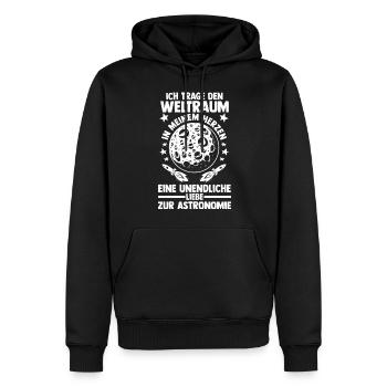 Astrologie, Astrologue, Astronaute, Univers, Espace - Sweat à capuche Premium bio Homme - noir - Devant - Nico (187cm)