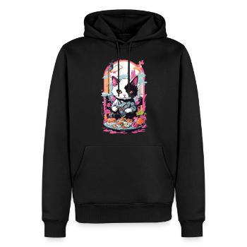 Kawaii Sushi Cat Pastel Goth Style Japon - Sweat à capuche Premium bio Homme - noir - Devant - Nico (187cm)