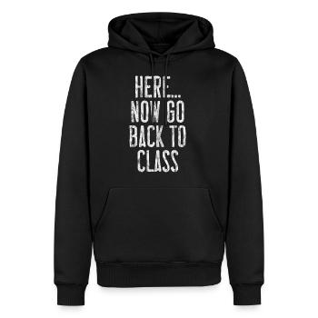 Ici... Retournez maintenant à la classe 3 - Sweat à capuche Premium bio Homme - noir - Devant - Nico (187cm)