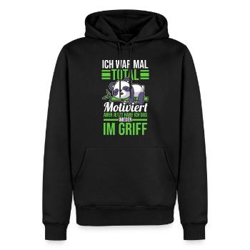 Ich War Mal Total Motiviert Panda - Männer Premium Bio Hoodie - Schwarz - Vorne - Nico (187cm)