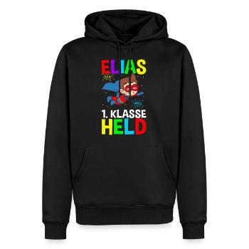 Schulkind Elias 1. Klasse Held - Männer Premium Bio Hoodie - Schwarz - Vorne - Nico (187cm)