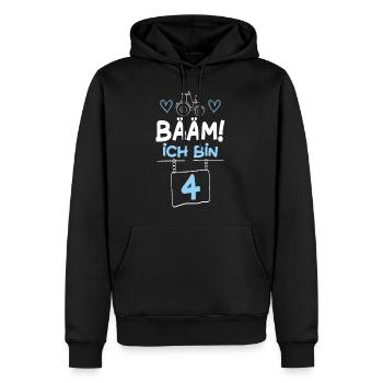 Bääm I’m 4 Tracteur - Sweat à capuche Premium bio Homme - noir - Devant - Nico (187cm)