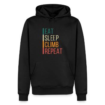 Eat sleep climb repeat - Männer Premium Bio Hoodie - Schwarz - Vorne - Nico (187cm)