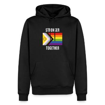 Gemeinsam stärker inklusive Pride-Flagge - Männer Premium Bio Hoodie - Schwarz - Vorne - Nico (187cm)