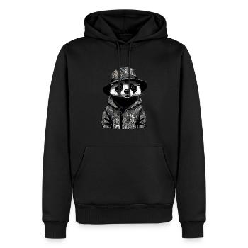 Dachs Bucket-Hat - Männer Premium Bio Hoodie - Schwarz - Vorne - Nico (187cm)