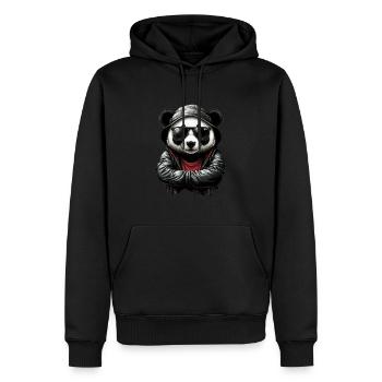 Panda Hoodie - Cool Panda - Men’s Premium Organic Hoodie - black - Front - Nico (187cm)