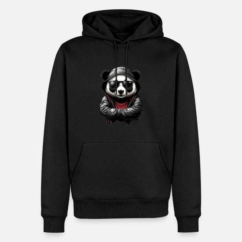 Panda Hoodie - Cool Panda - Sweat à capuche Premium bio Homme - noir
