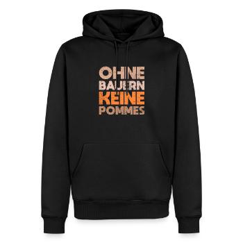 Ohne Bauern, Keine Pommes - Männer Premium Bio Hoodie - Schwarz - Vorne - Nico (187cm)