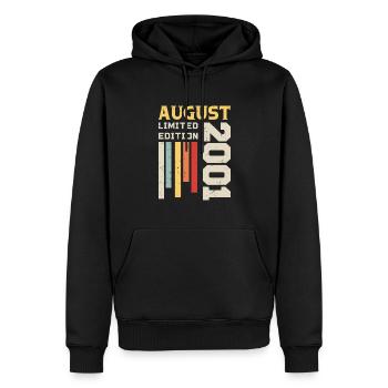 Août 2001 - Cadeau anniversaire Août 2001 Août - Sweat à capuche Premium bio Homme - noir - Devant - Nico (187cm)