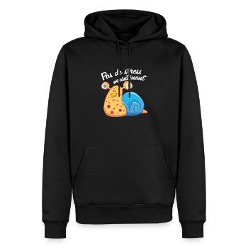 Pas de stress, un escargot qui dort. - Sweat à capuche Premium bio Homme - noir - Devant - Nico (187cm)