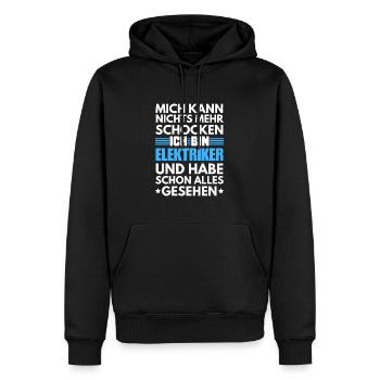 Électricien non choquable - Sweat à capuche Premium bio Homme - noir - Devant - Nico (187cm)