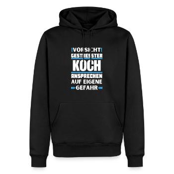 Don't talk to a stressed cook! - Men’s Premium Organic Hoodie - black - Front - Nico (187cm)