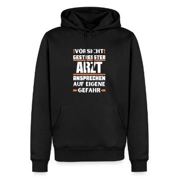 Don't talk to a stressed doctor! - Men’s Premium Organic Hoodie - black - Front - Nico (187cm)
