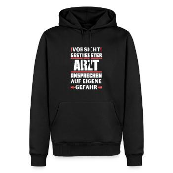 Don't talk to a stressed doctor! - Men’s Premium Organic Hoodie - black - Front - Nico (187cm)