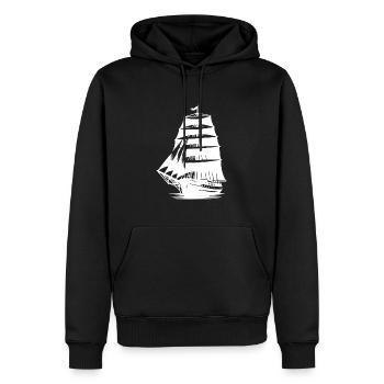 Vieux voilier à voiles déployées - Sweat à capuche Premium bio Homme - noir - Devant - Nico (187cm)