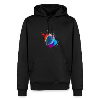 pop-art,erdbeere,farbklecks, splash - Männer Premium Bio Hoodie - Schwarz - Vorne - Nico (187cm)
