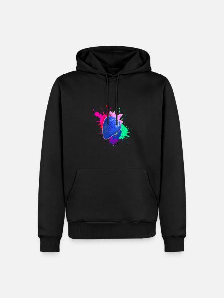 pop-art,erdbeere,farbklecks, splash - Männer Premium Bio Hoodie - Schwarz