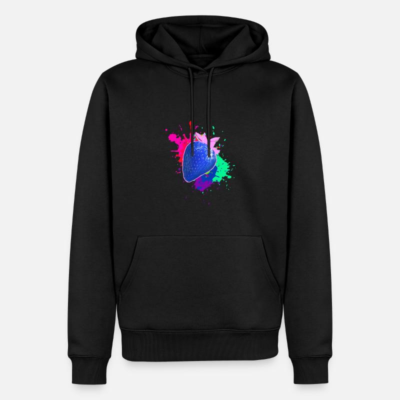 pop-art,erdbeere,farbklecks, splash - Männer Premium Bio Hoodie - Schwarz