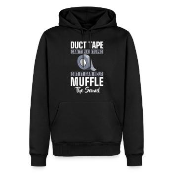 Les idiots travaillent la provocation maléfique - Sweat à capuche Premium bio Homme - noir - Devant - Nico (187cm)