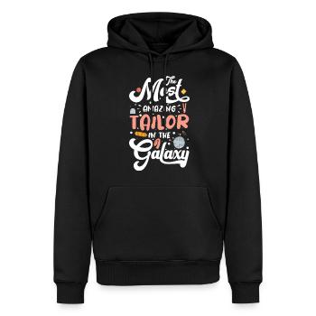 Couturière Hobby Tricot Tailleur sur mesure - Sweat à capuche Premium bio Homme - noir - Devant - Nico (187cm)