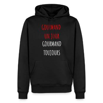 gourmand toujours cadeau humour homme - Sweat à capuche Premium bio Homme - noir - Devant - Nico (187cm)