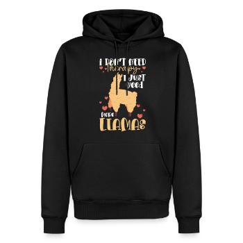 Llama Nutztier Tier Weich - Männer Premium Bio Hoodie - Schwarz - Vorne - Nico (187cm)