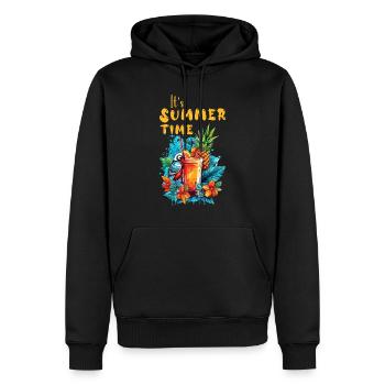 Sommer Cocktail Ananas Ara Papagei Blumen Urlaub - Männer Premium Bio Hoodie - Schwarz - Vorne - Nico (187cm)