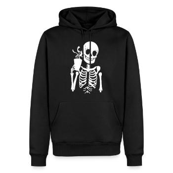 Sarcastic Funny Skeleton Drinking Espresso Coffee - Men’s Premium Organic Hoodie - black - Front - Nico (187cm)