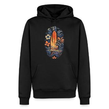 Surf Vibes: Vintage Retro Surfing Illustration - Men’s Premium Organic Hoodie - black - Front - Nico (187cm)