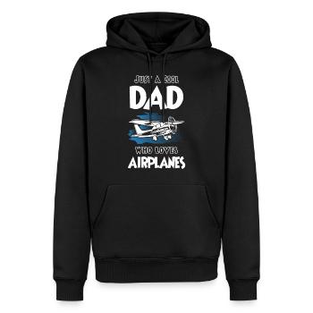 Just a Cool Dad Who Loves Airplanes - Men’s Premium Organic Hoodie - black - Front - Nico (187cm)