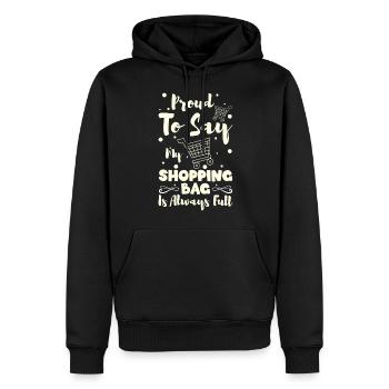 Shopping Shopaholik - Sweat à capuche Premium bio Homme - noir - Devant - Nico (187cm)