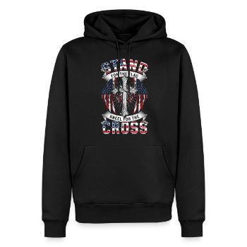 USA Patriot Militär Nation - Männer Premium Bio Hoodie - Schwarz - Vorne - Nico (187cm)