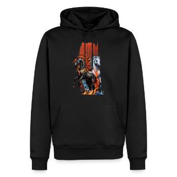 Elemental Equine: Fire and Water Horse - Men’s Premium Organic Hoodie - black - Front - Nico (187cm)