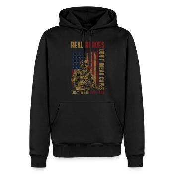 Combattant militaire Paix - Sweat à capuche Premium bio Homme - noir - Devant - Nico (187cm)