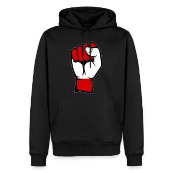 Poing du drapeau de l’Autriche - Sweat à capuche Premium bio Homme - noir - Devant - Nico (187cm)