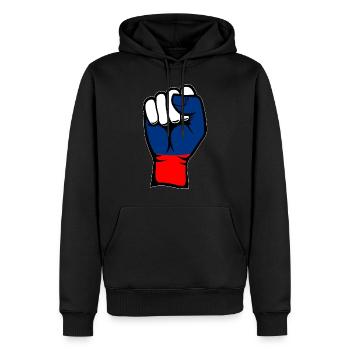 Poing du drapeau de la Russie - Sweat à capuche Premium bio Homme - noir - Devant - Nico (187cm)