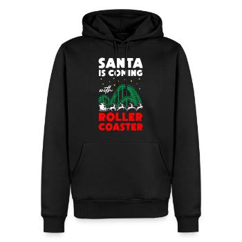Santa is Coming with Roller Coaster - Männer Premium Bio Hoodie - Schwarz - Vorne - Nico (187cm)