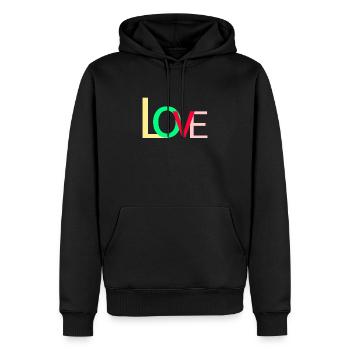 Love - Männer Premium Bio Hoodie - Schwarz - Vorne - Nico (187cm)