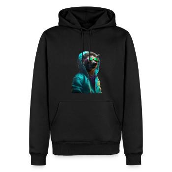 Hyäne mit Sonnenbrille Bunt Coole Hyänen Afrika - Männer Premium Bio Hoodie - Schwarz - Vorne - Nico (187cm)