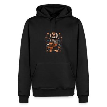 Niedliche Eule Vogel Federn Blumen Muster - Männer Premium Bio Hoodie - Schwarz - Vorne - Nico (187cm)