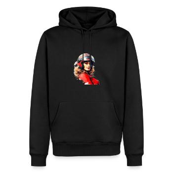 Motorradfahrerin für eine Motorradfahrerin - Männer Premium Bio Hoodie - Schwarz - Vorne - Nico (187cm)