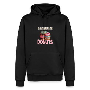 I'm Just Here For The Donuts für einen - Männer Premium Bio Hoodie - Schwarz - Vorne - Nico (187cm)